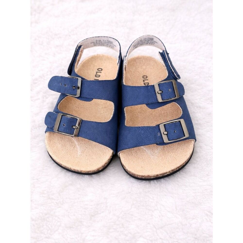 Old Navy Toddler Sandals 12-18M Navy | Double Buckle Cork Footbed Summer Shoes